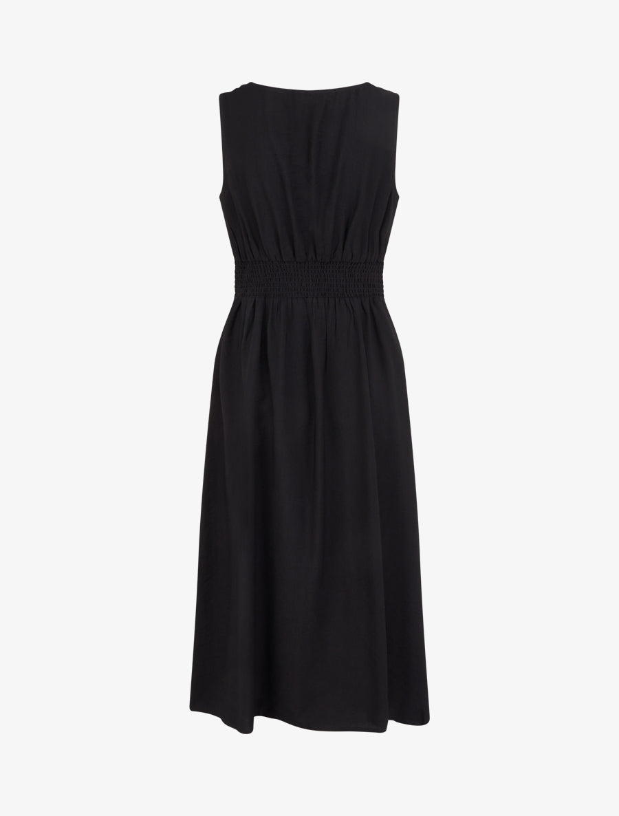 Robe longue sans manches à effet drapé - Noir - 2