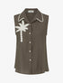 Chemise sans manches à broderie palmier - Marron - 1