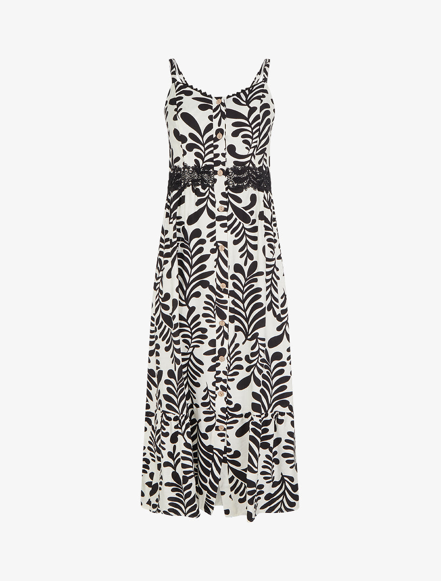 Robe évasée imprimé fantaisie - Noir - 1