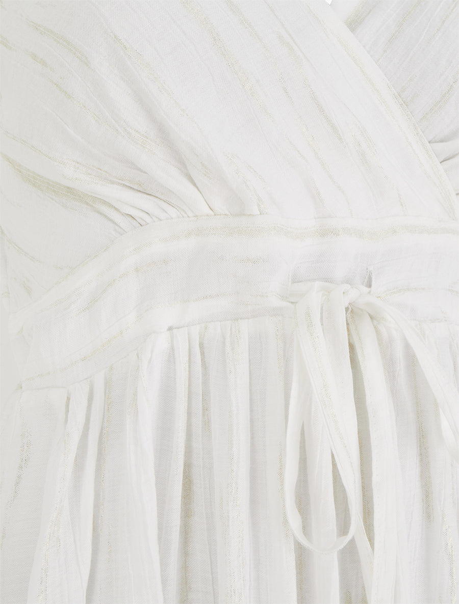 Robe élastiquée unie détail irisé - Blanc - 3