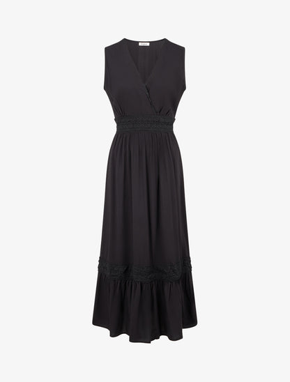Robe sans manches à broderies - Noir - 1