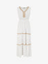 Robe évasée sans manches à col macramé - Blanc - 1