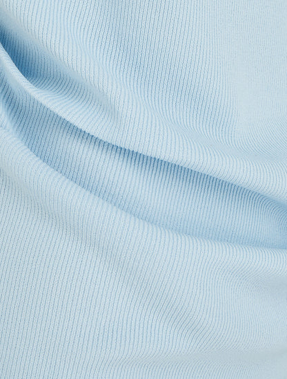 Top uni sans manches à col bénitier - Bleu ciel - 3