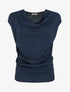 Top uni sans manches à col bénitier - Marine - 1