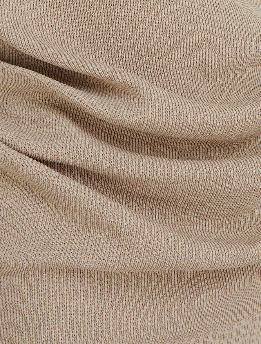 Top uni sans manches à col bénitier - Taupe - 3