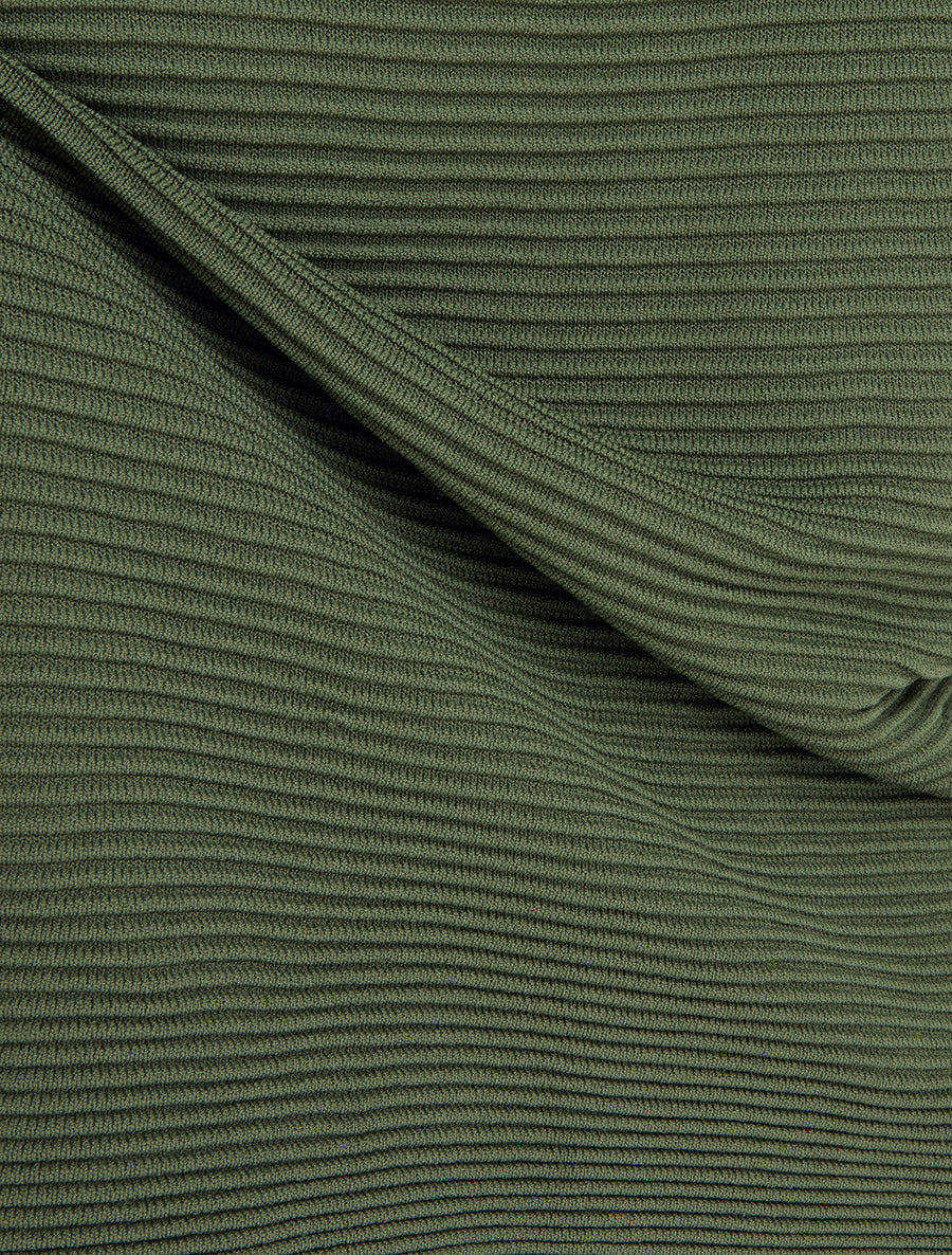 Top uni texturé à col rond - Kaki - 3