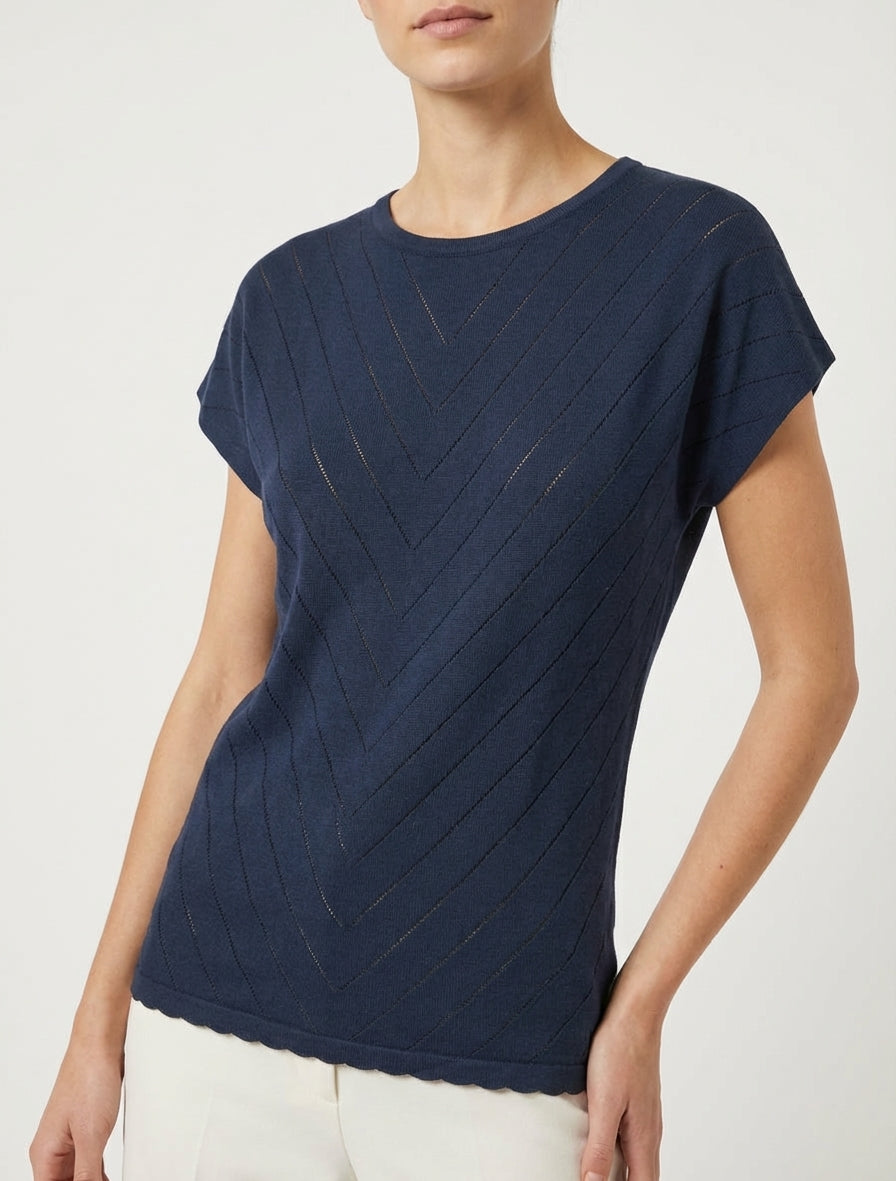 Top traforato a girocollo - Marina