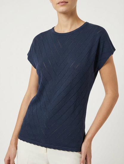 Top traforato a girocollo - Marina