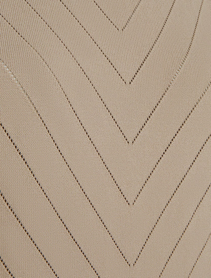 Top uni ajouré à col rond - Taupe - 3