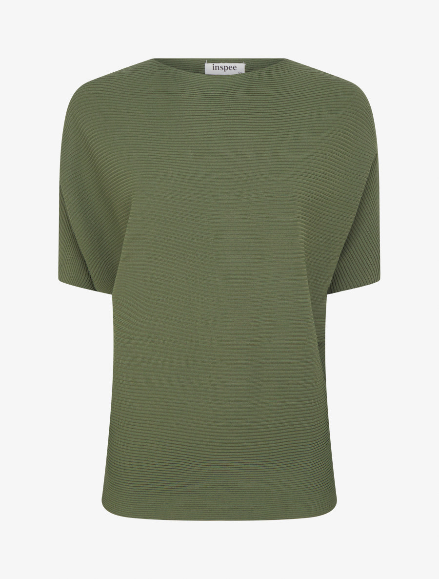 Top uni texturé à manches courtes - Kaki - 1