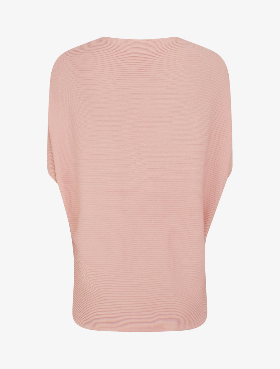 Top uni texturé à manches courtes - Rose - 2