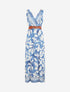 Robe imprimé fleurs tropicales à bretelles à nouer - Bleu clair - 1