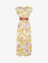 Robe longue imprimé fleuri à manches courtes - Jaune - 1