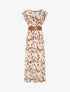 Robe longue fleurie à mancherons volantés - Marron - 1