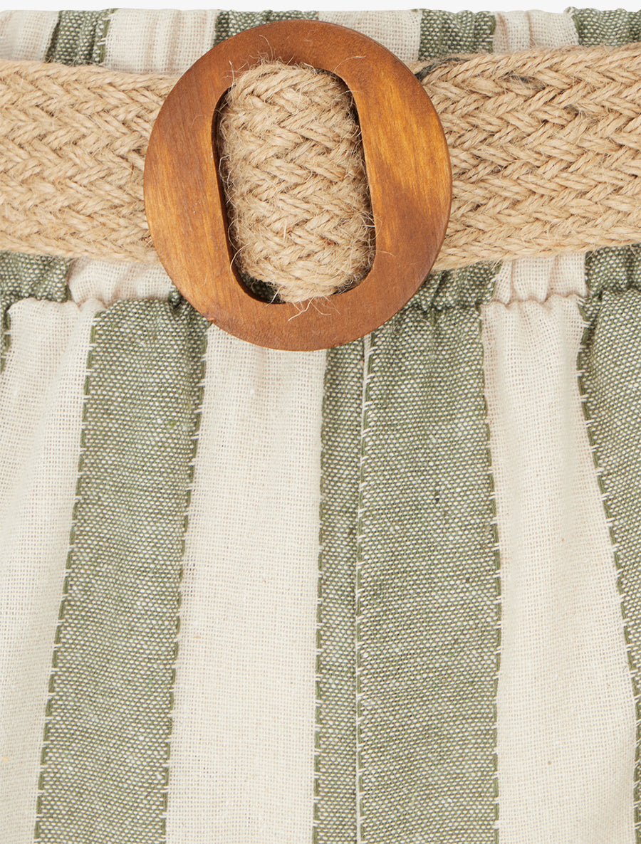 Pantalon élastiqué à imprimé rayures - Kaki - 3