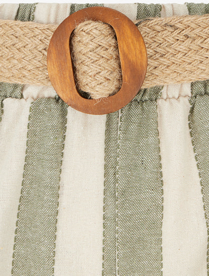 Pantalon élastiqué à imprimé rayures - Kaki - 3