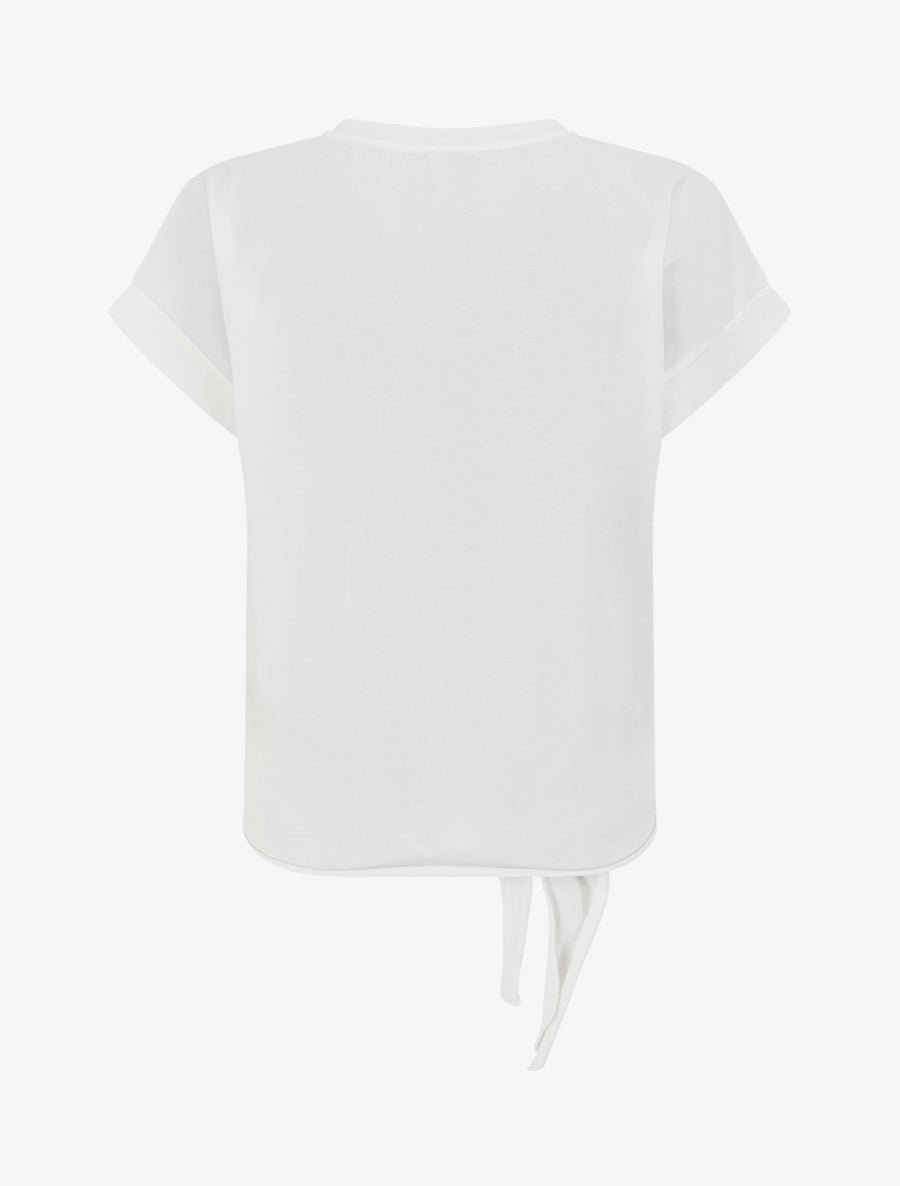 T-shirt à nouer à poche fantaisie - Blanc - 2