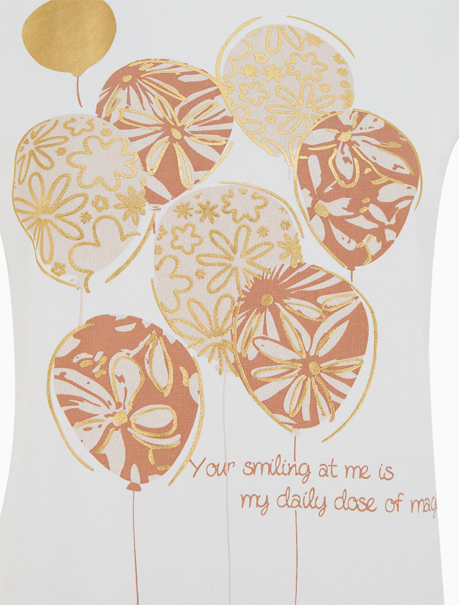 T-shirt à message et motif ballons de baudruche - Beige - 3