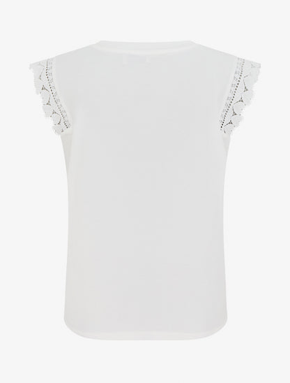 Top droit à épaules en dentelle - Blanc - 2