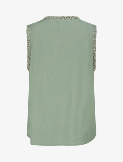 Top sans manches droit à poche en crochet - Kaki clair - 2