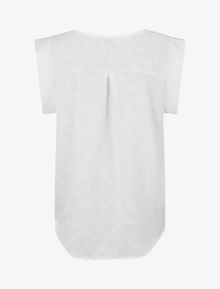 Top droit sans manches en tissu texturé - Blanc - 2