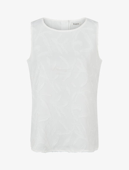 Top sans manches en tissu texturé - Blanc - 1