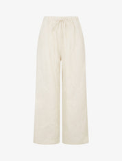 Pantalon ample à broderies florales - Beige - 1