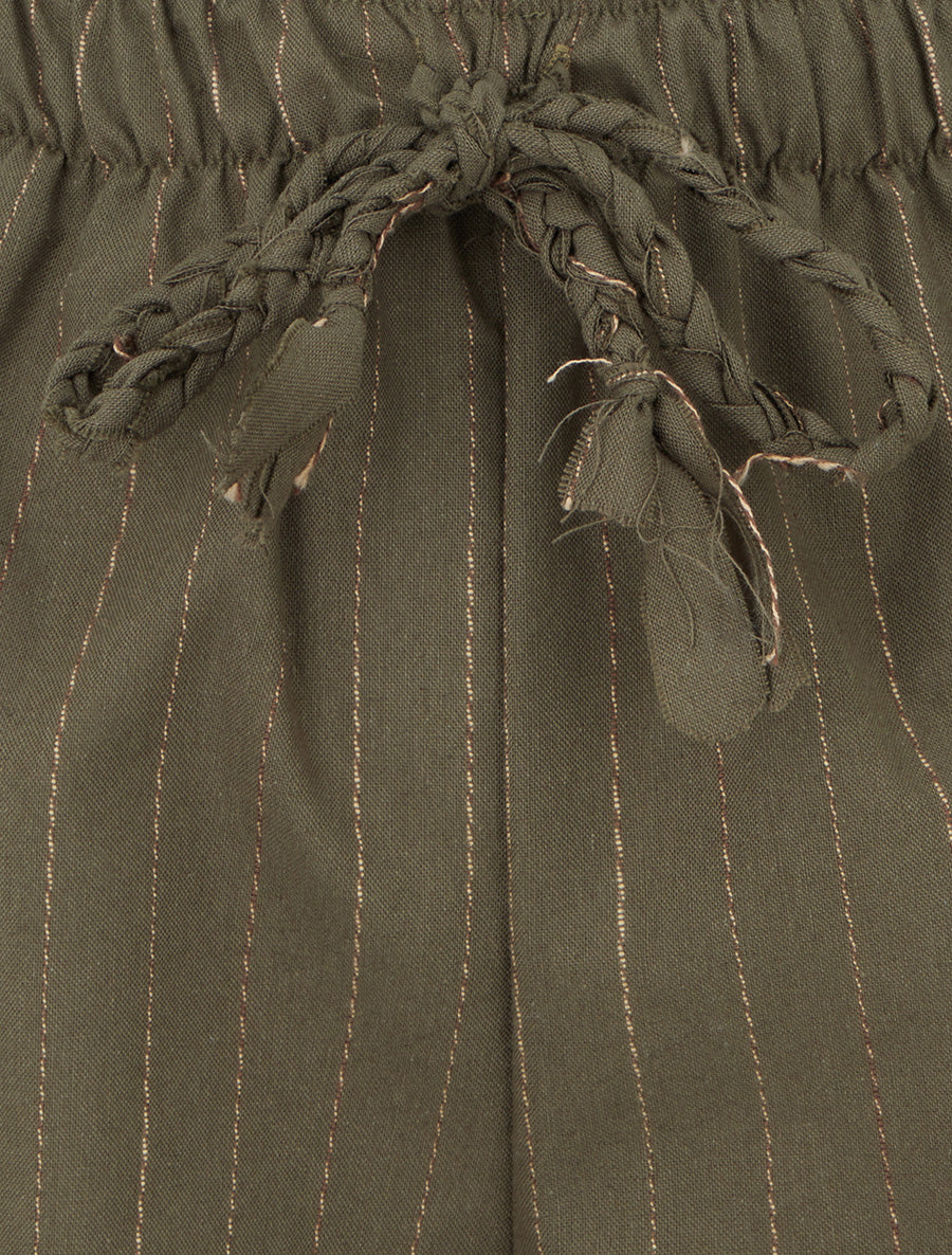 Short droit à fines rayures - Kaki - 3