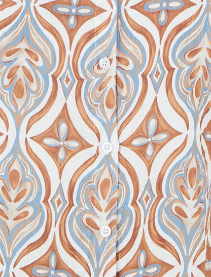 Chemise ample manches courtes à imprimé baroque - Camel - 3