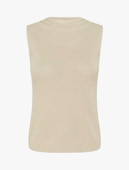 Débardeur en maille ajouré - Beige - 1
