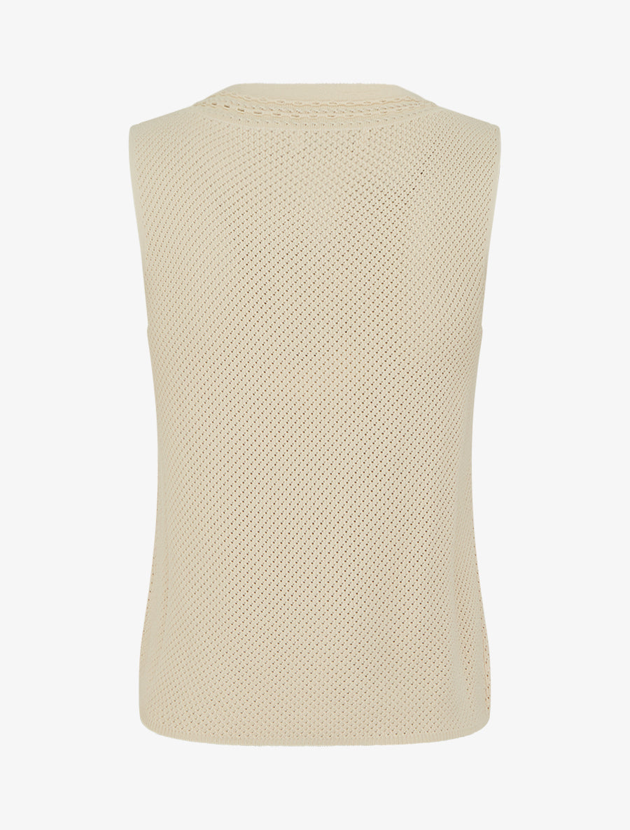 Débardeur en maille ajouré - Beige - 2