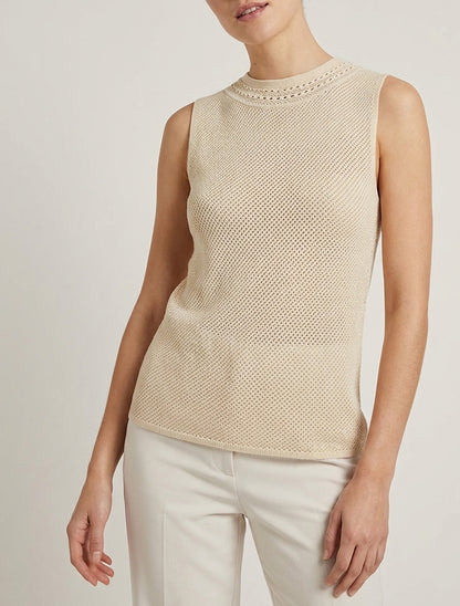 Canotta in maglia traforata - Beige