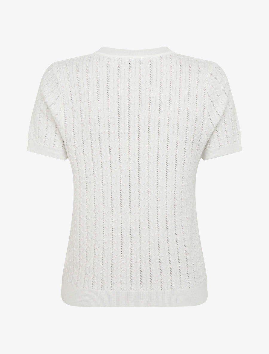 Pull uni ajouré à manches courtes - Blanc - 2
