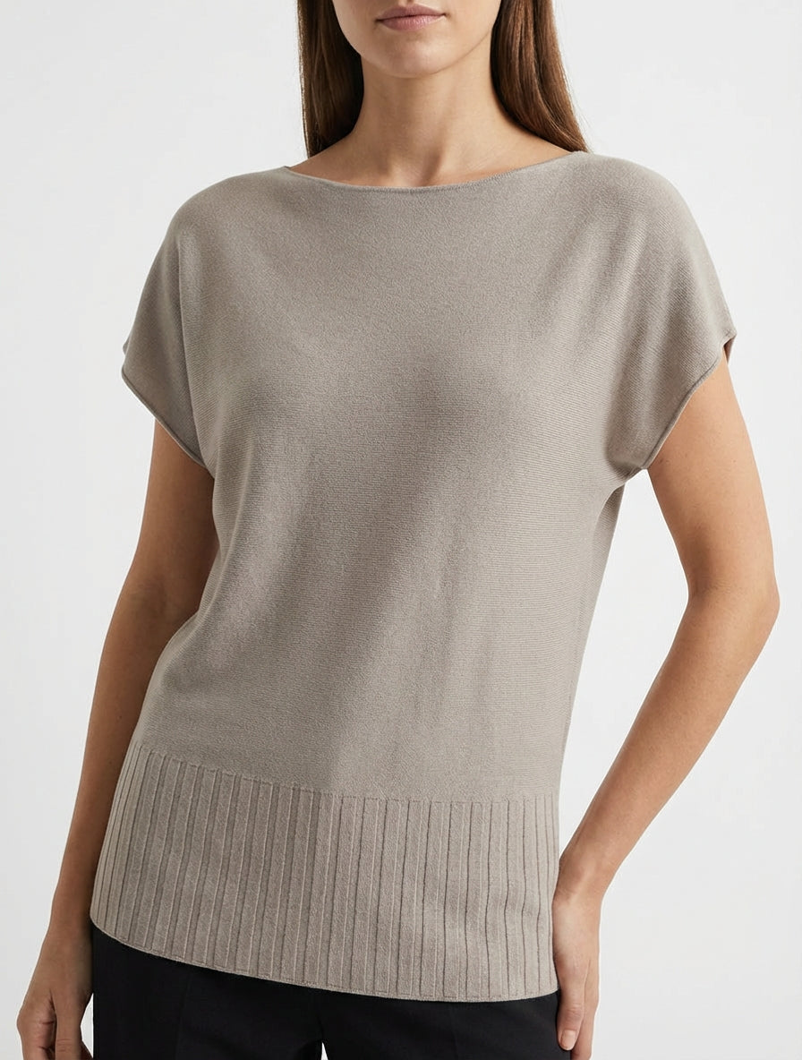 Maglia sottile unita con scollo rotondo. - Talpa