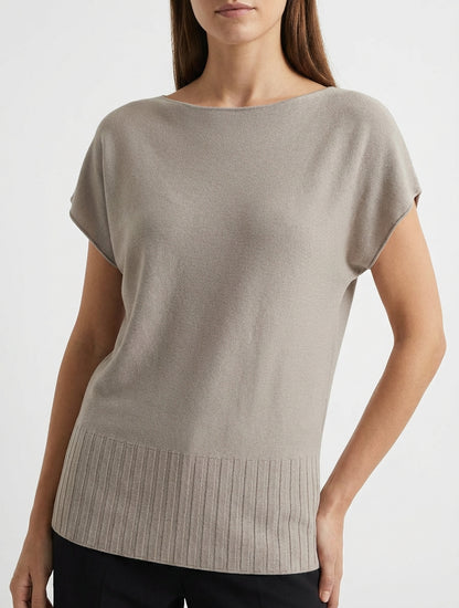 Maglia sottile unita con scollo rotondo. - Talpa