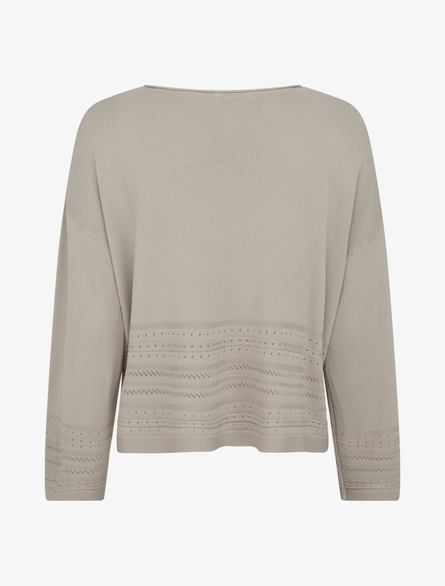 Top droit en maille à bords fantaisie - Taupe - 2