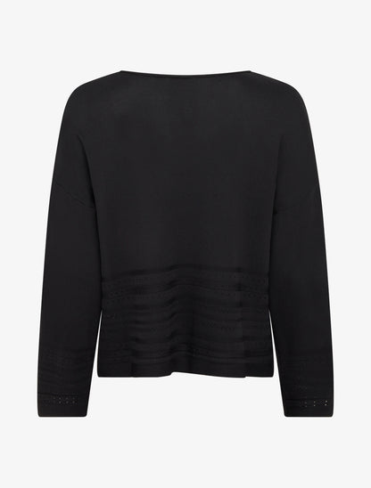 Top droit en maille à bords fantaisie - Noir - 2