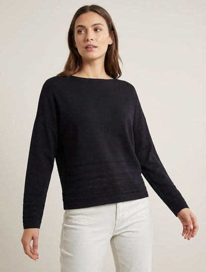 Top a rete con bordi decorativi - Nero