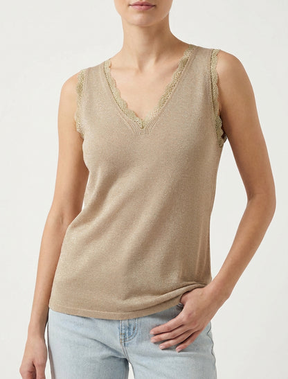 Canotta in maglia iridescente con pizzo - Talpa