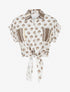Chemise courte à nouer imprimé floral - Marron - 1