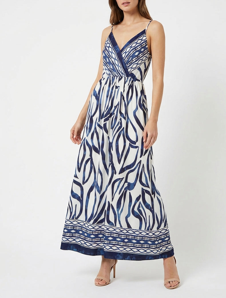 Abito lungo elasticizzato con stampa fantasia - Marina
