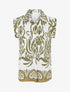 Chemise droite sans manches motif arabesque - Kaki - 1