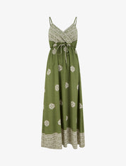 Robe longue bohème imprimé arabesque - Kaki - 1