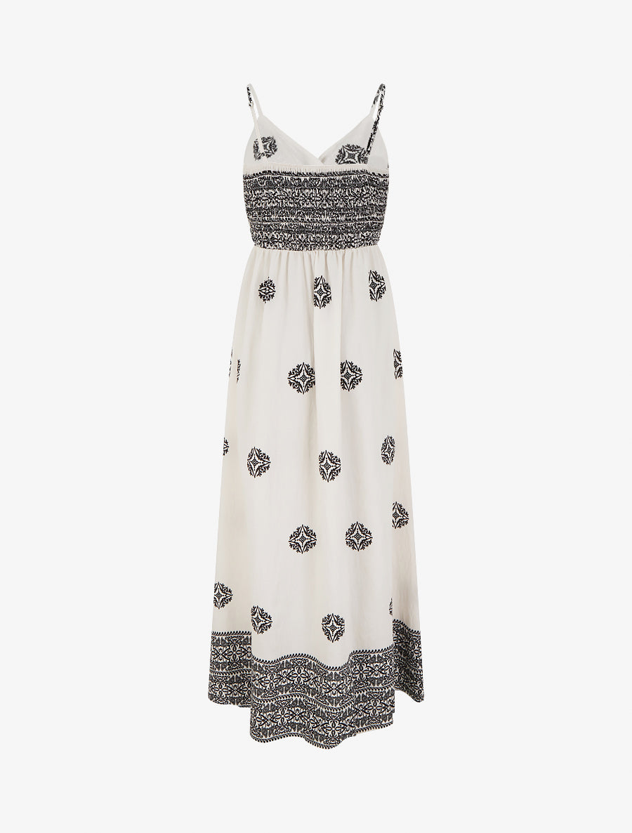Robe longue bohème imprimé arabesque - Écru - 2