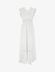 Robe évasée à col en dentelle - Blanc - 1