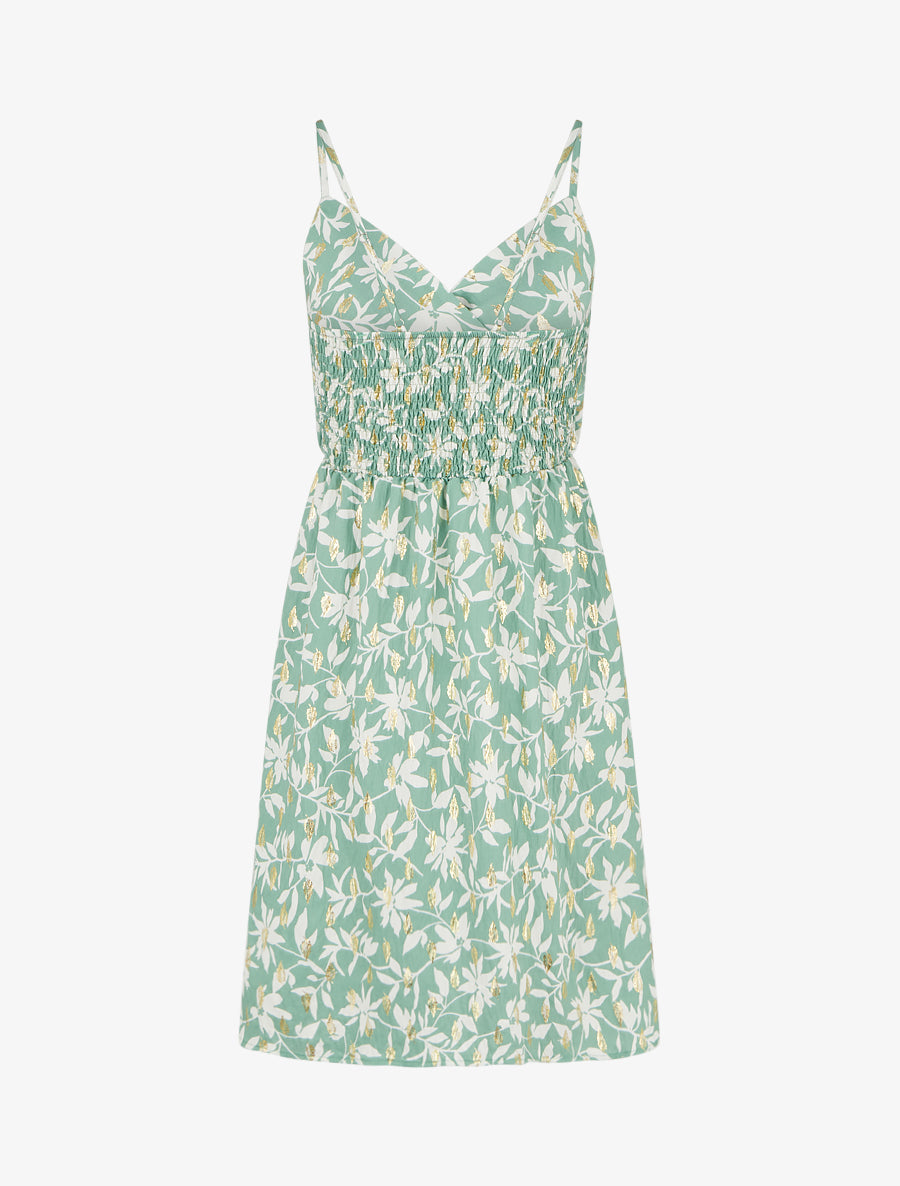 Robe imprimé feuillage à détail irisé - Vert d&