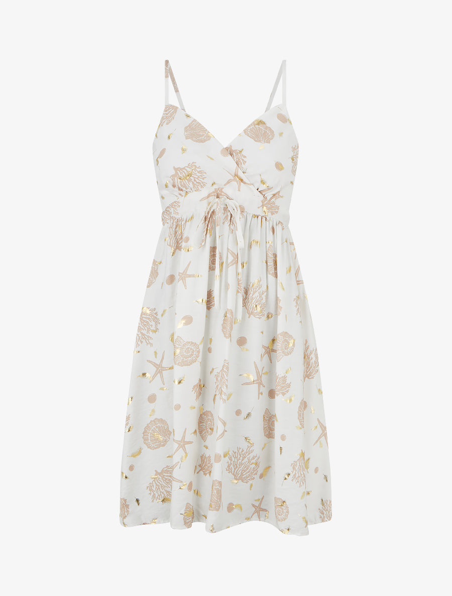 Robe mi-longue imprimé motif marins - Taupe - 1