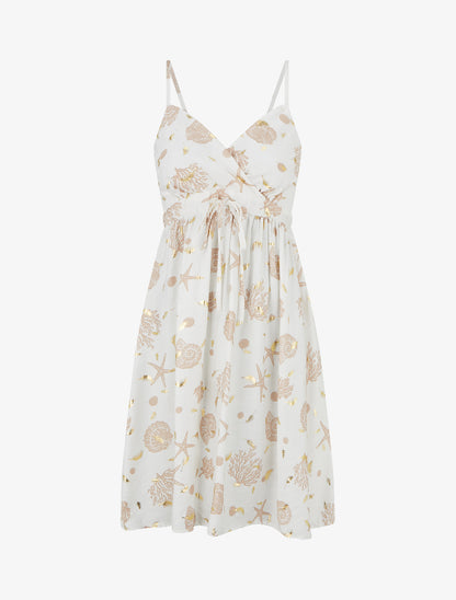 Robe mi-longue imprimé motif marins - Taupe - 1