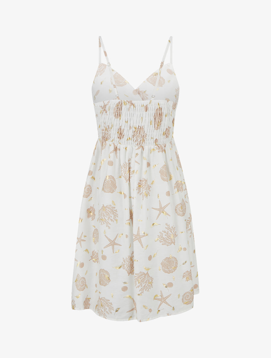 Robe mi-longue imprimé motif marins - Taupe - 2