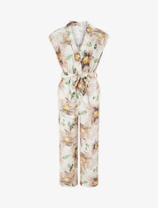 Combinaison à col cache-coeur imprimé floral - Beige - 1